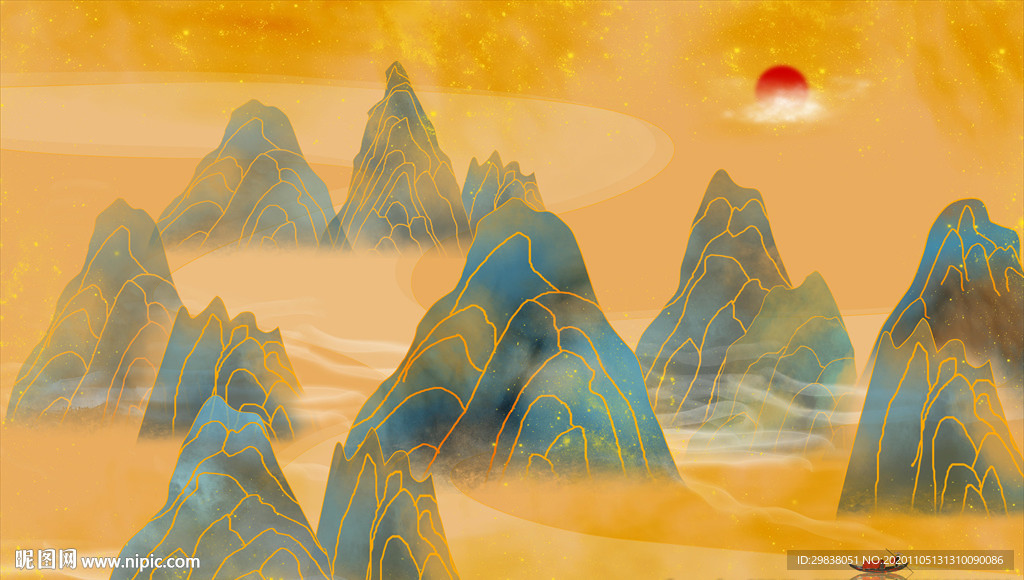 国潮山水装饰画