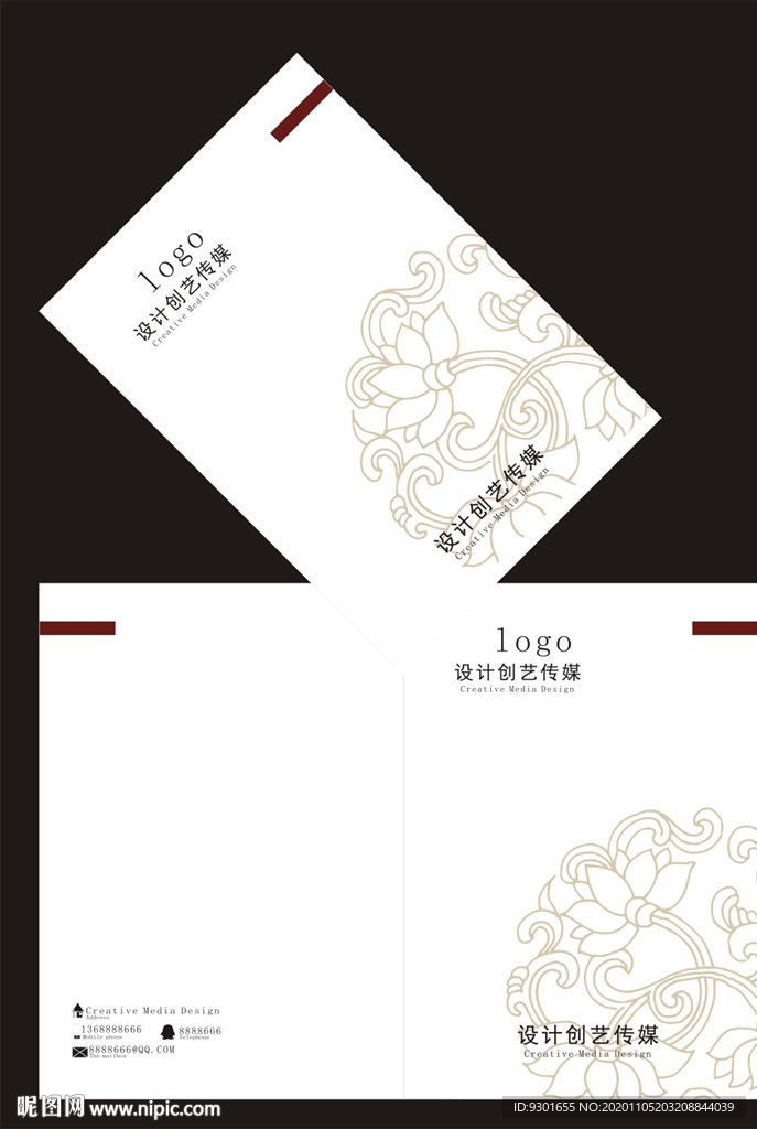 白色花纹中国风封面