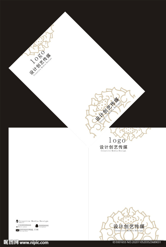 白色花纹中国风封面