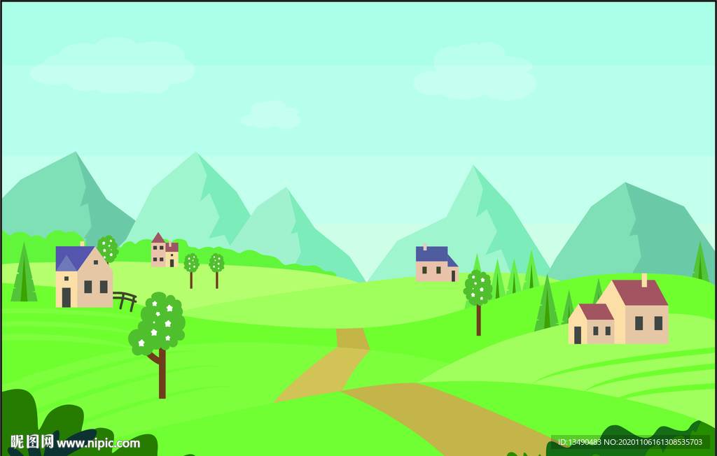 风景 矢量 扁平 插画 风光