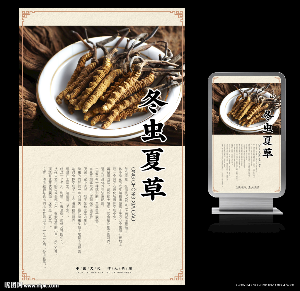 冬虫夏草中医馆宣传海报