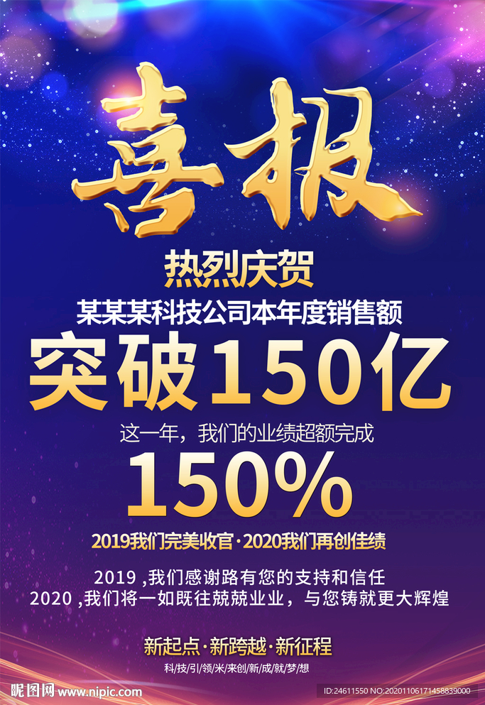 蓝色大气科技公司喜报海报