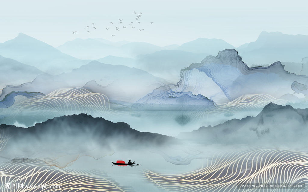 简约客厅新山水画 TIF分层