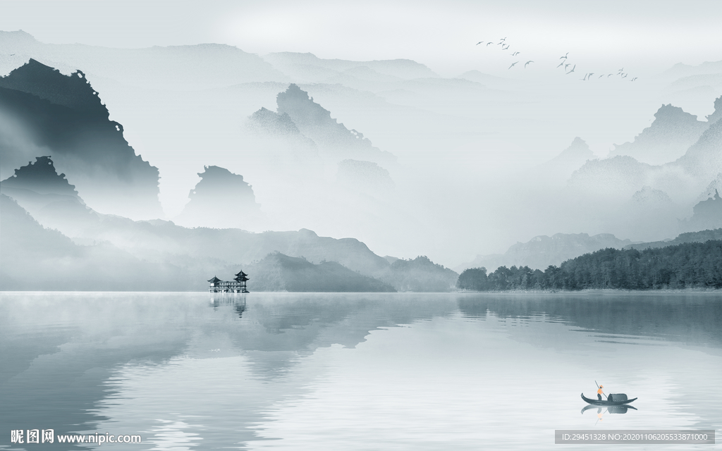 轻奢意境新山水画 tif分层