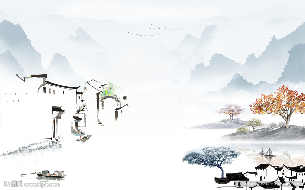 江南 新轻奢山水画 tif分层