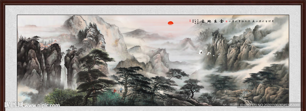 山水画水墨山水画 意境山水画