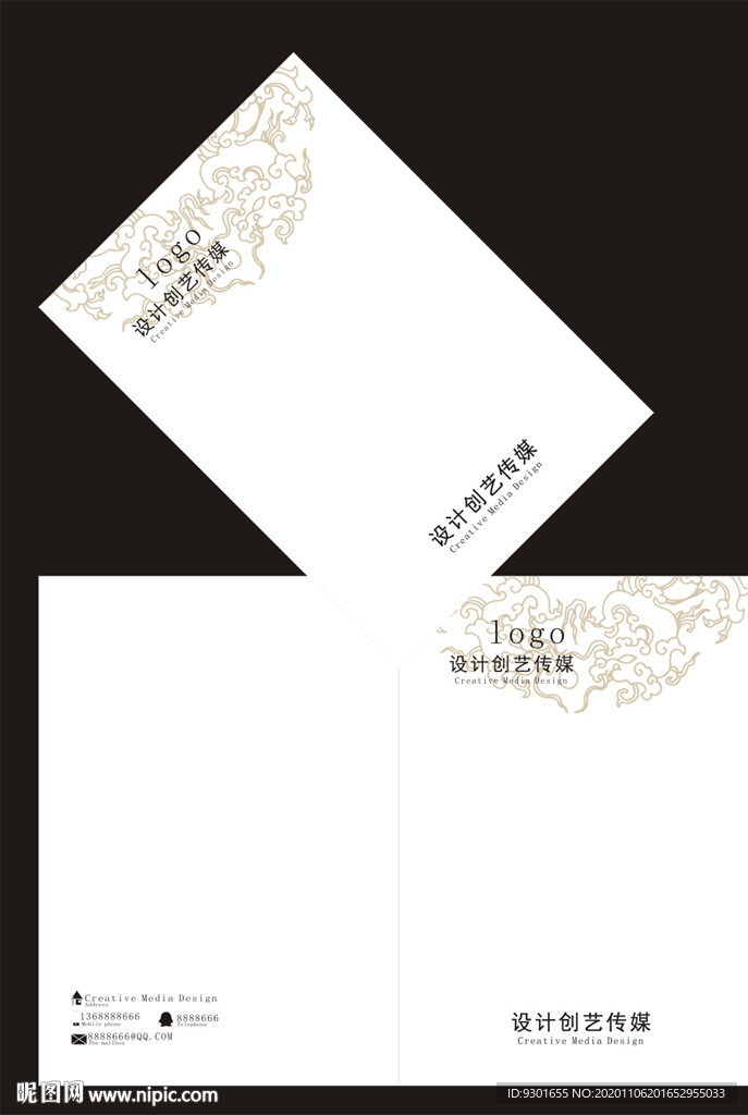 白色花纹中国风封面