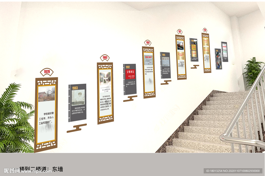 学校文化墙楼梯文化墙发展史文化
