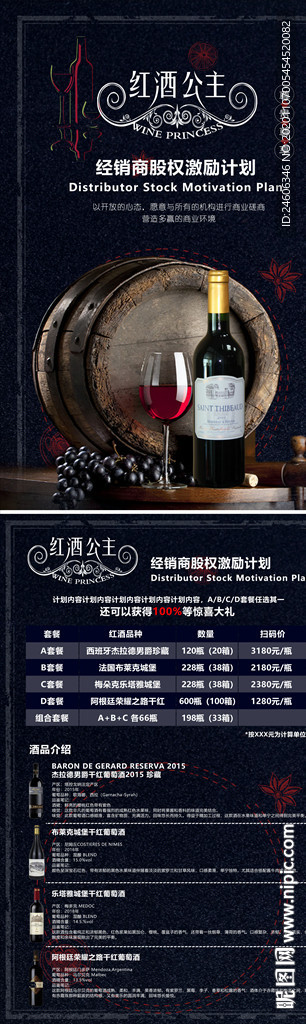 高端黑色红酒海报