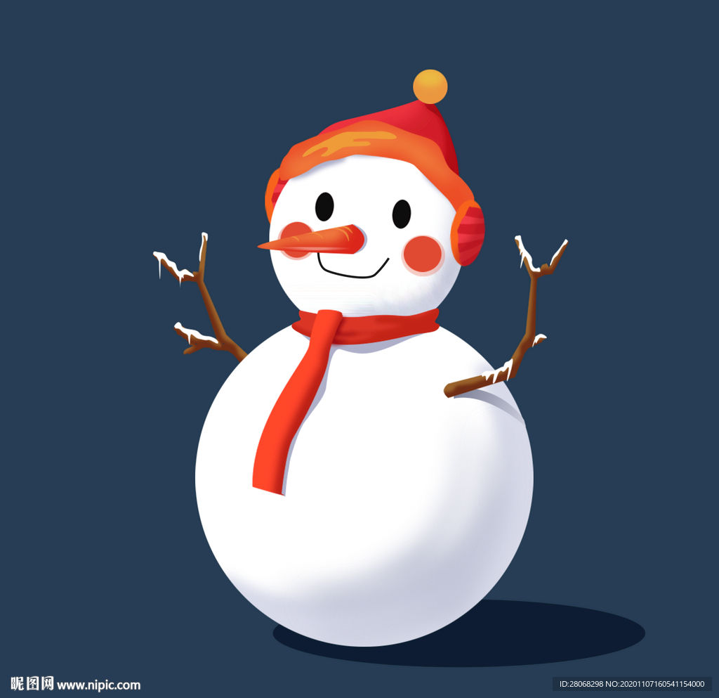 冬天雪人手绘元素