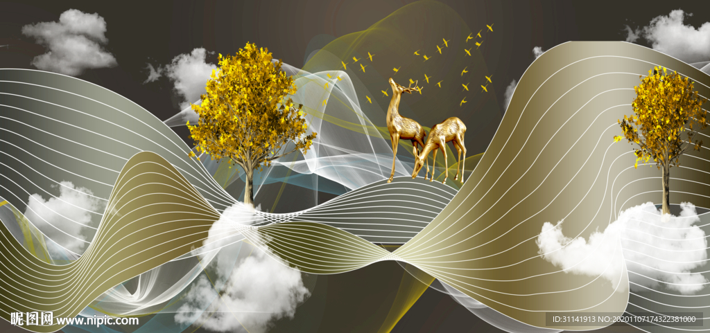 金色发财树麋鹿