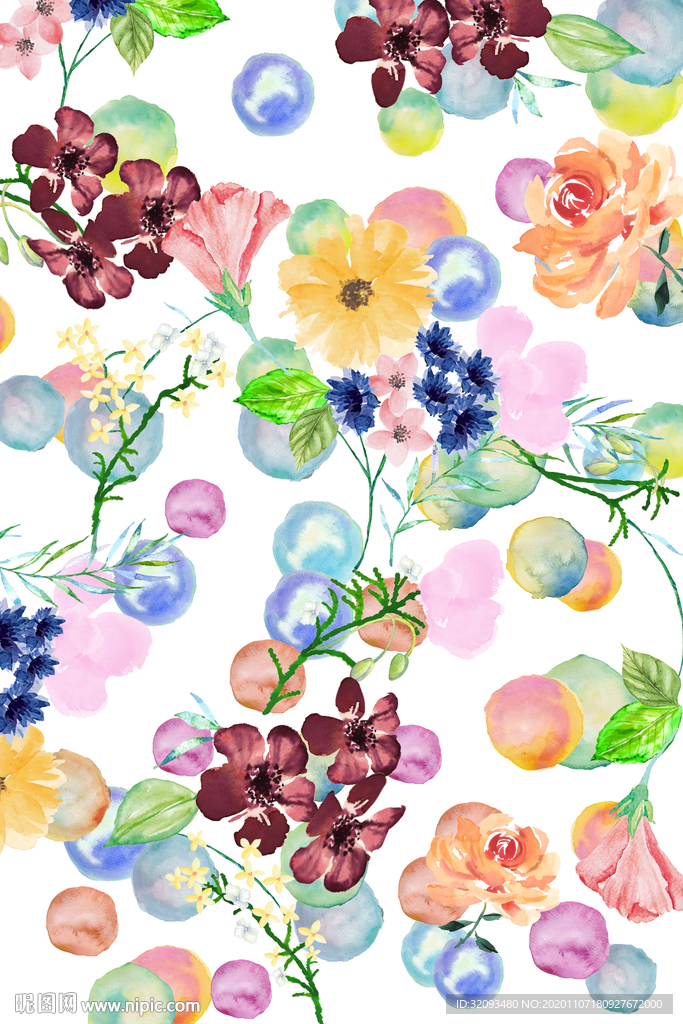 手绘泡泡花