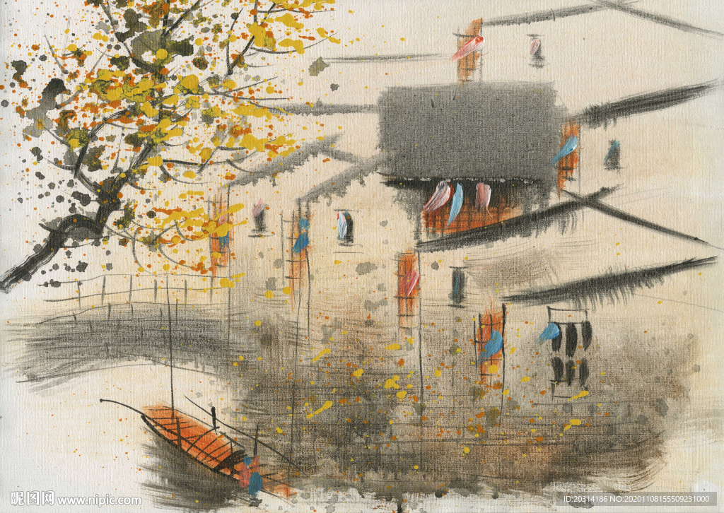 江南水乡风景壁画