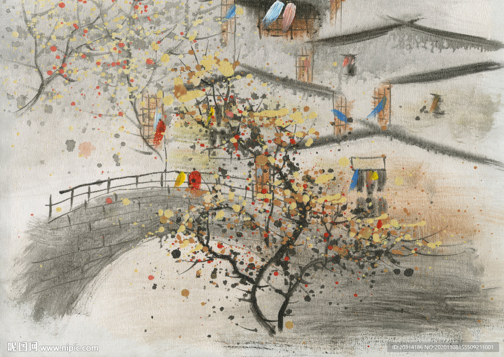 水乡油画