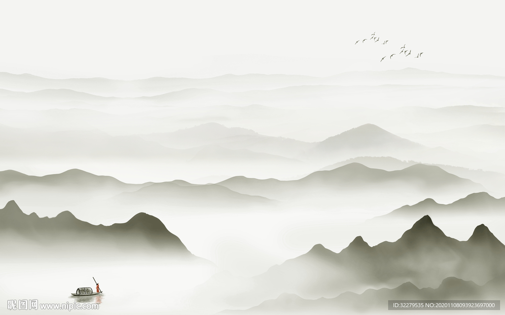 水墨高清山水画 文件分层画