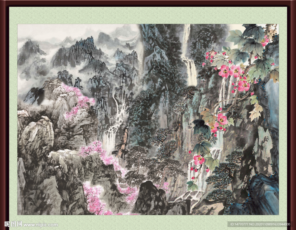 瀑布画