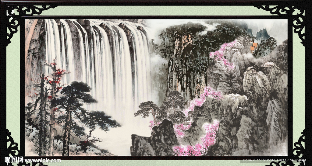 瀑布画