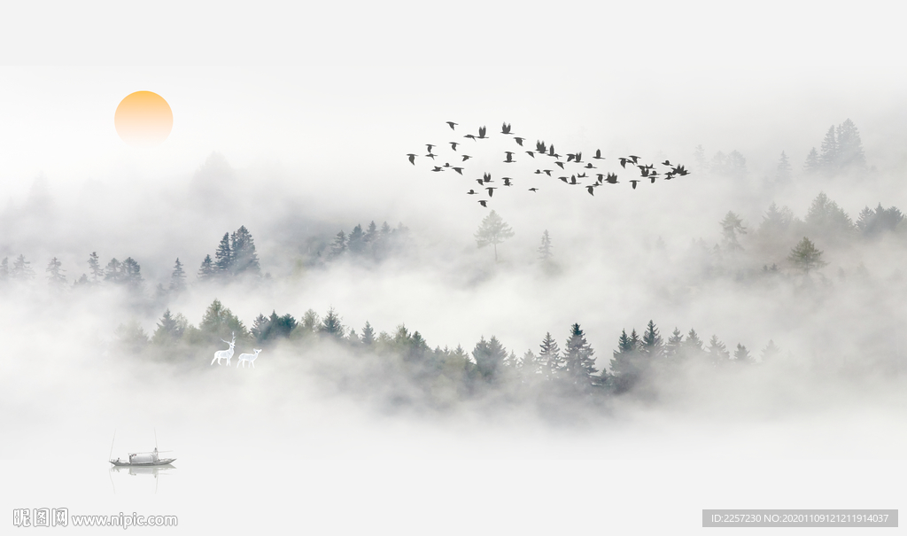 水墨意境山水电视背景