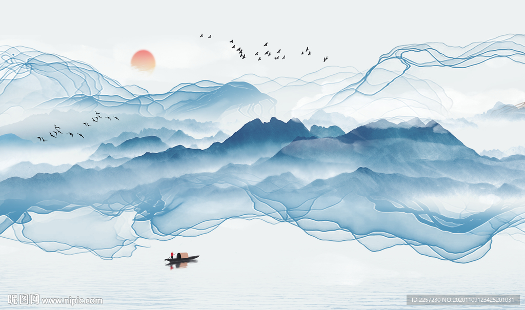 意境山水电视背景墙