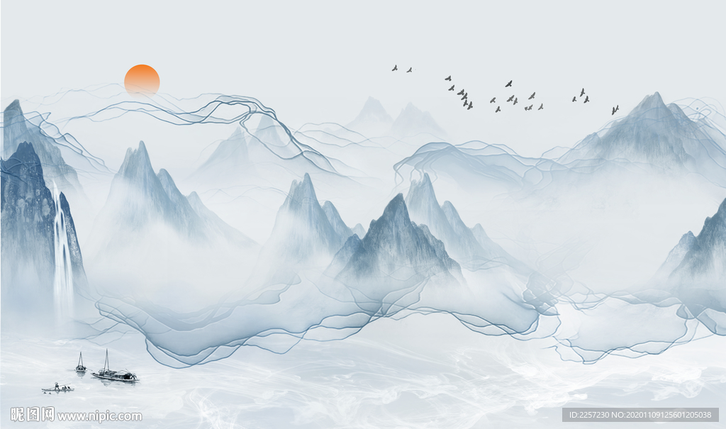 水墨山水电视背景墙