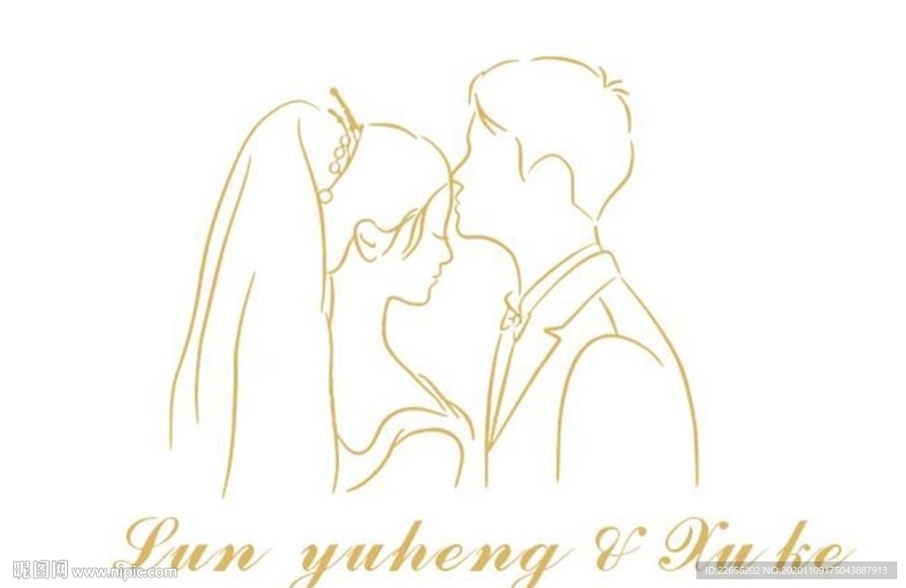 婚礼logo  新人头像线条