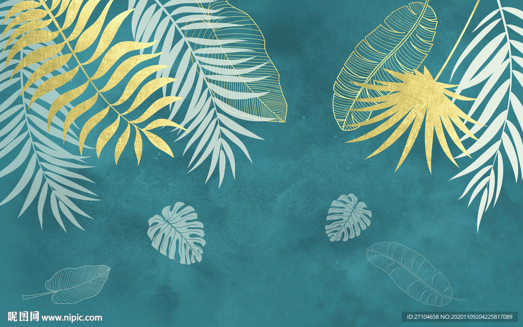 小清新北欧树叶背景墙