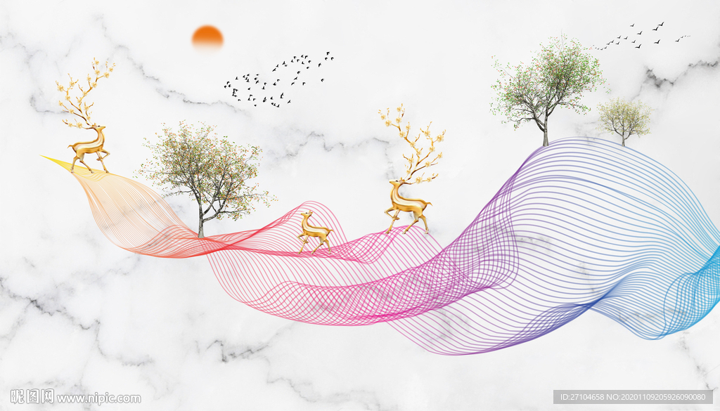 大理石纹线条背景墙