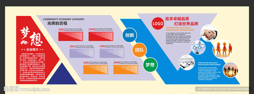 企业梦想文化墙矢量图