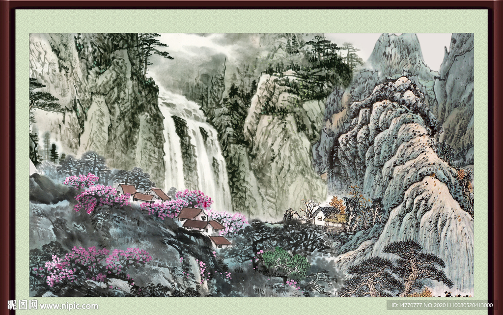 瀑布画