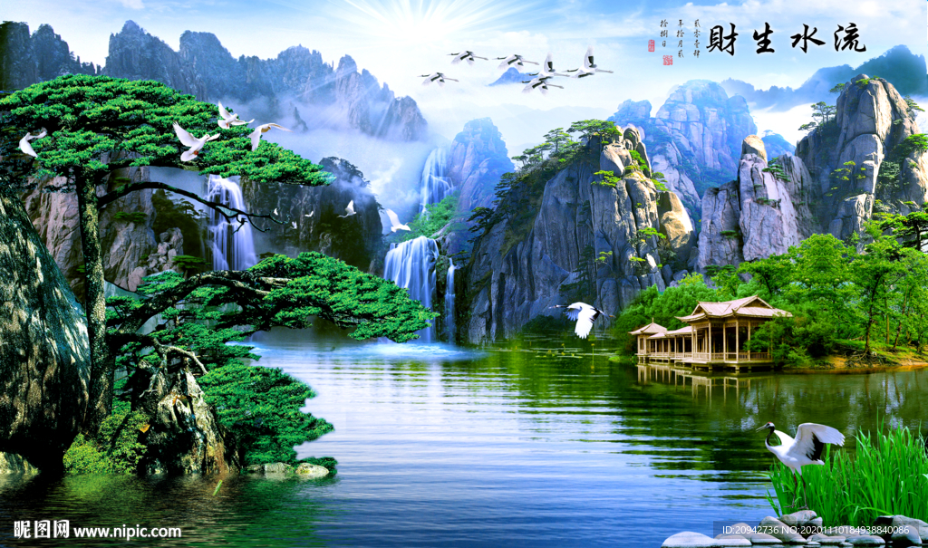 山水画水墨山水画 意境山水