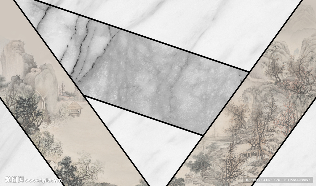 轻奢大理石纹背景墙大理石山水