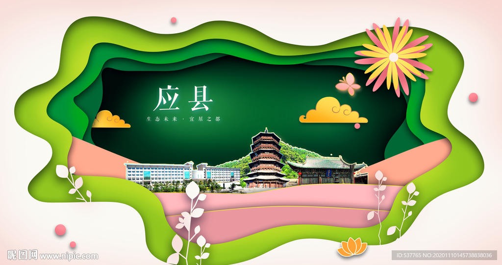 应县绿色生态宜居自然城市海报