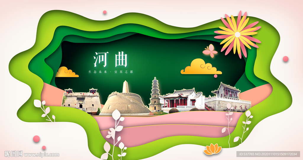 河曲绿色生态宜居自然城市海报