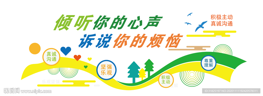 青少年心理咨询师心灵驿站文化墙