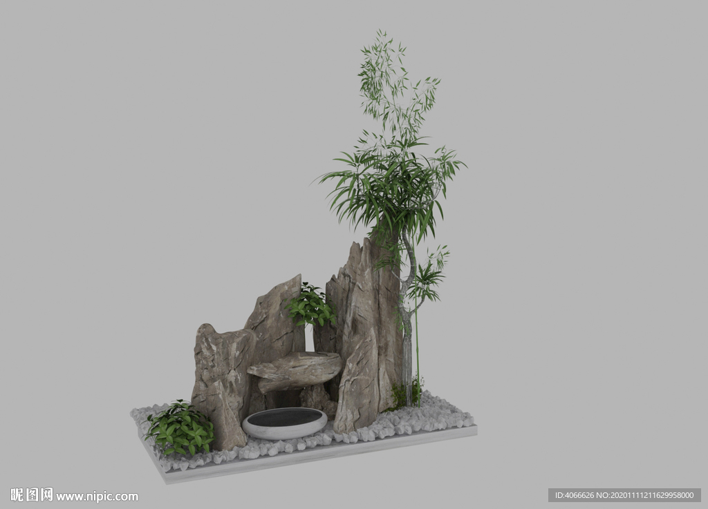 假山水池3d模型