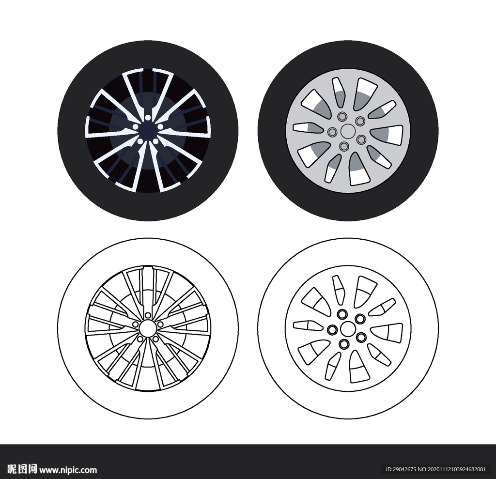 汽车轮毂矢量线稿