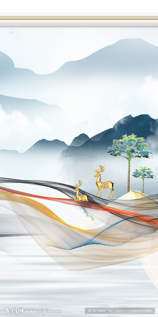 线条新款玄关山水 TIF分层