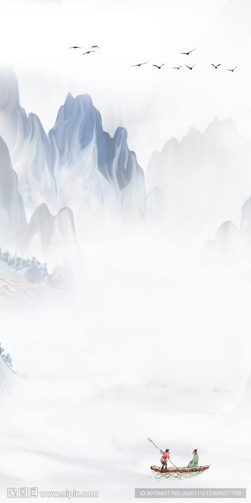 新中式高端玄关山水 TIF分层