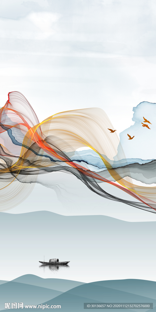 烟雾新款玄关山水 TIF分层