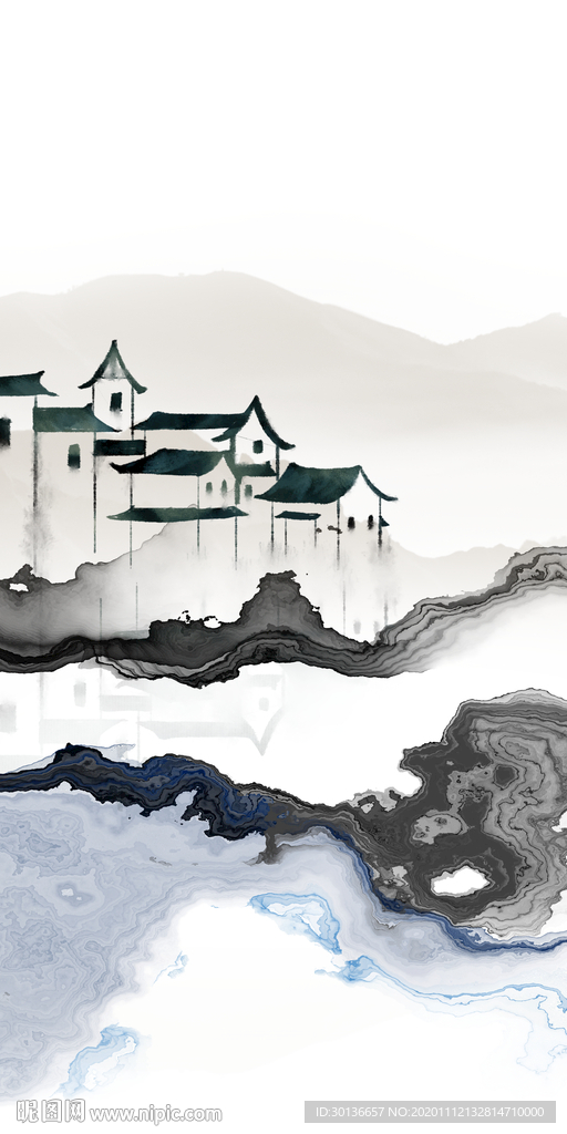 江南 大气玄关山水 TIF分层