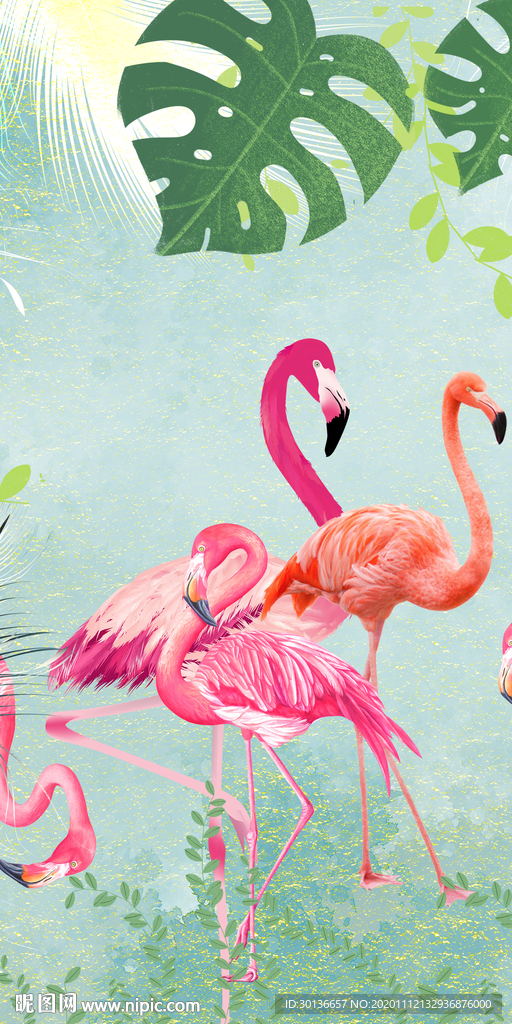 火烈鸟欧式新玄关画 tif分层