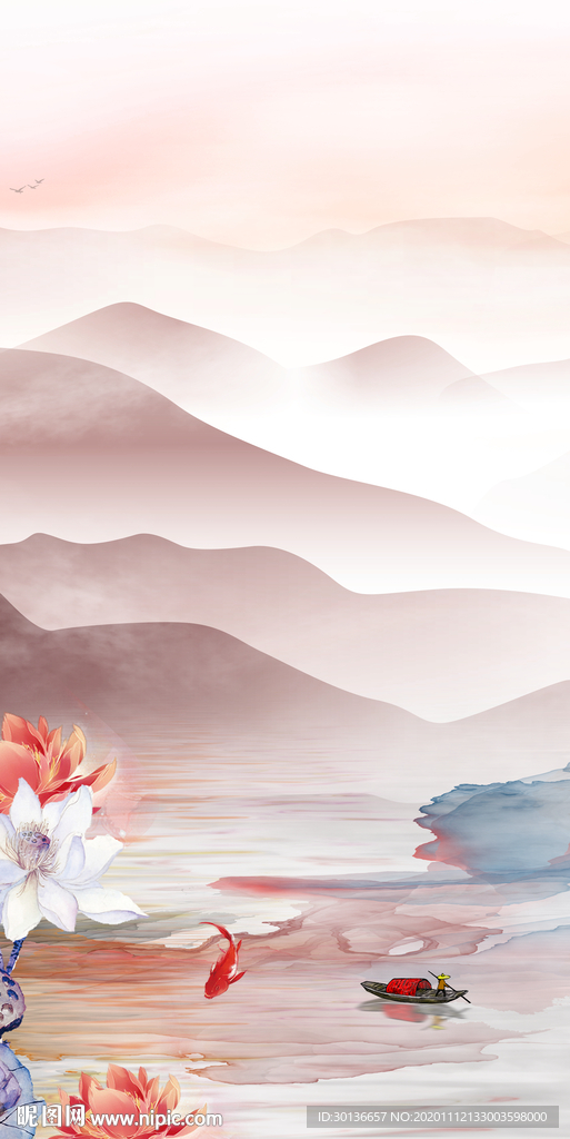 极简大气玄关山水 TIF分层