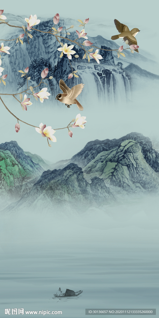 新款大气玄关山水 TIF分层