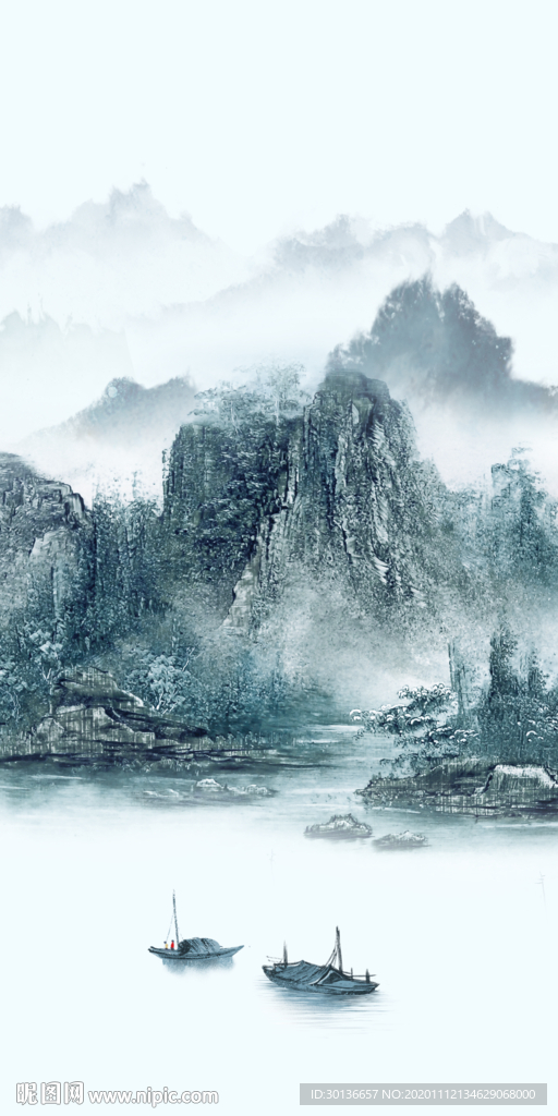 蓝色新款玄关山水 TIF分层