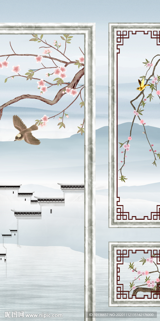 徽派新款玄关山水 TIF分层