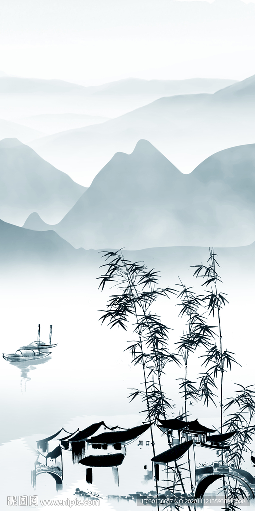 竹子大气玄关画 tif分层