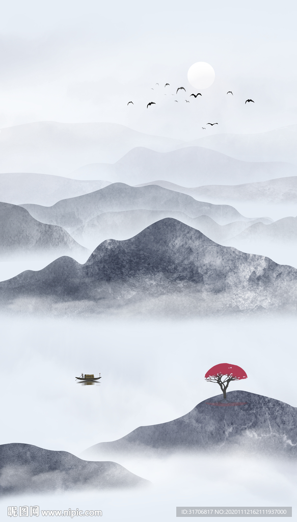 竖式山水画