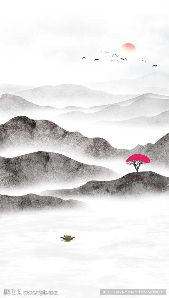 竖式山水画