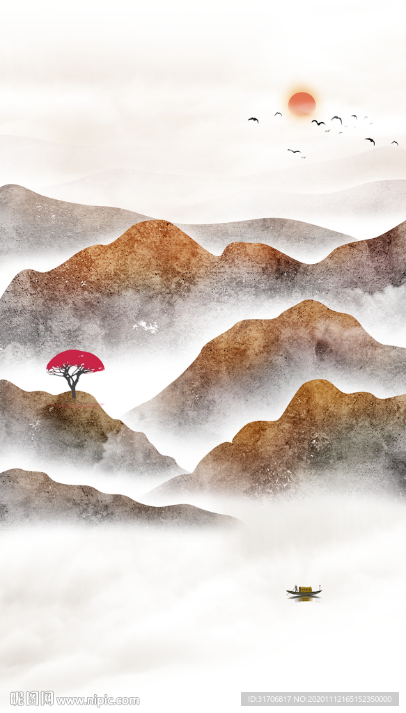 竖式山水画