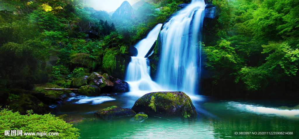 山水风景画 富水长流